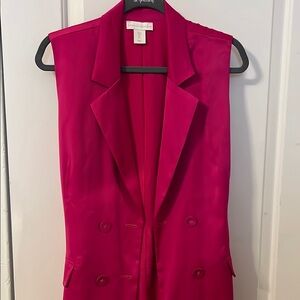 Hot pink blazer vest with belt